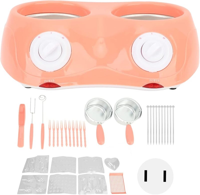 آلة فوندو الشوكولاتة الكهربائية الوردية، وعاء مزدوج، قابس أمريكي، 110-240 فولت لتحضير الحلويات المنزلية بسهولة - Image 5